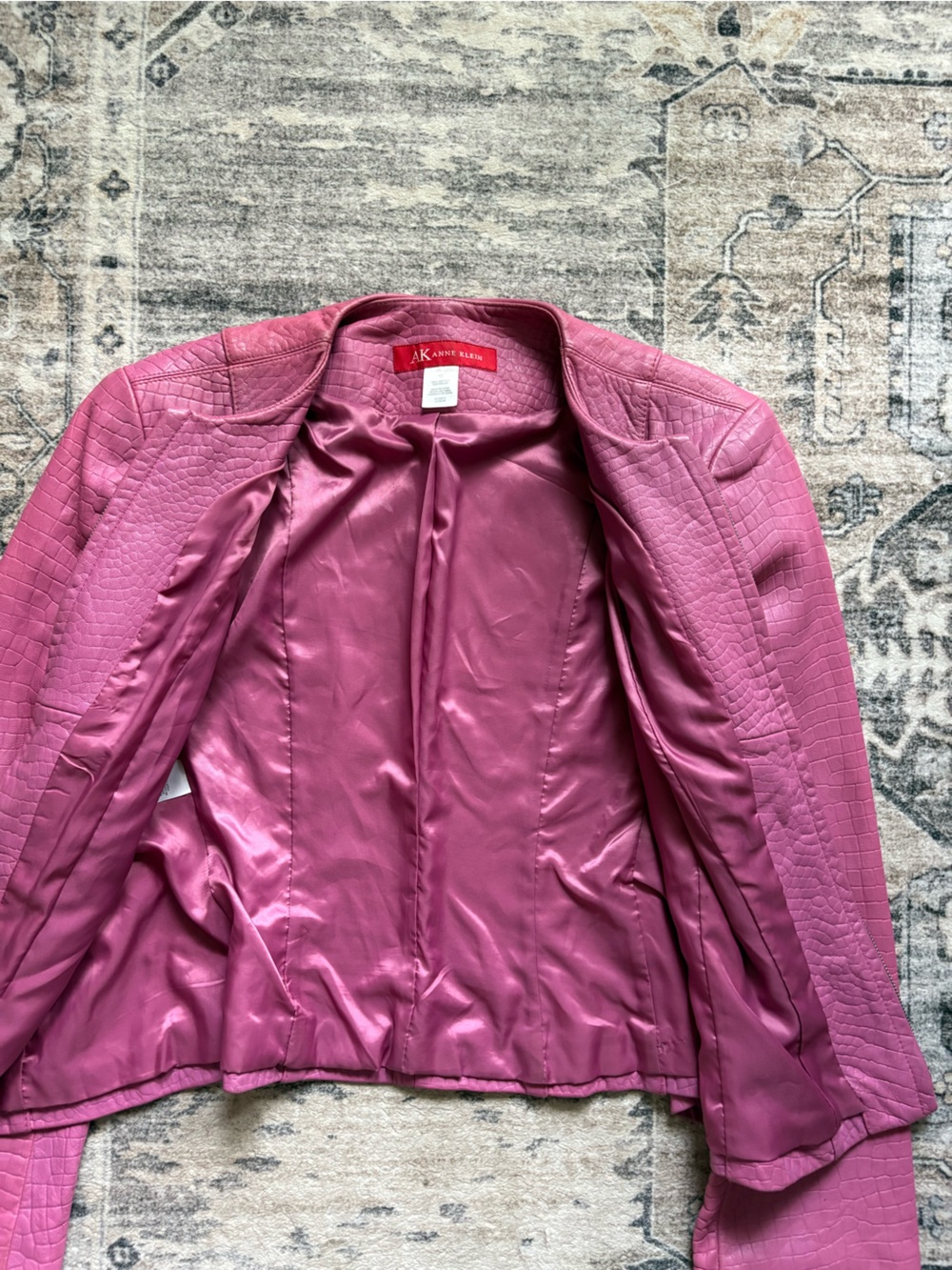 Vintage 90s y2k pink genuine leather crocodile embossed size 10 Anne Klein fall - Picture 3 of 13
